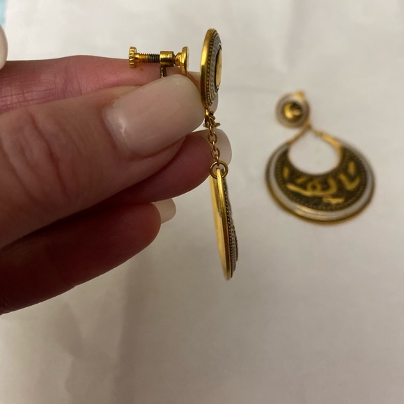 103)*Vintage* Rare damascene earrings - Picture 4 of 6